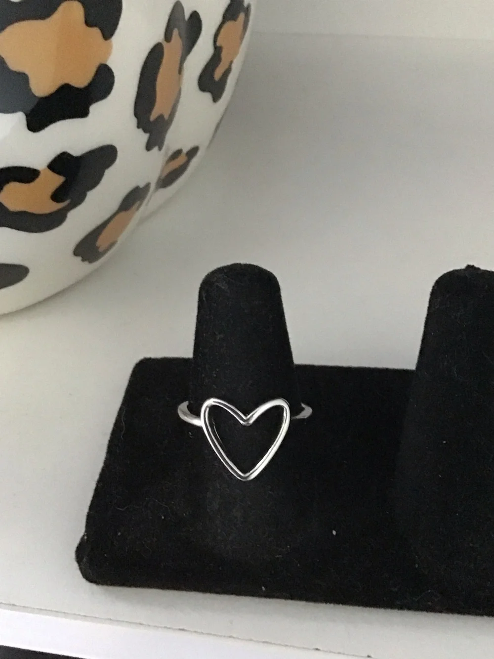 Silver Tone Open Heart Minimalist Ring